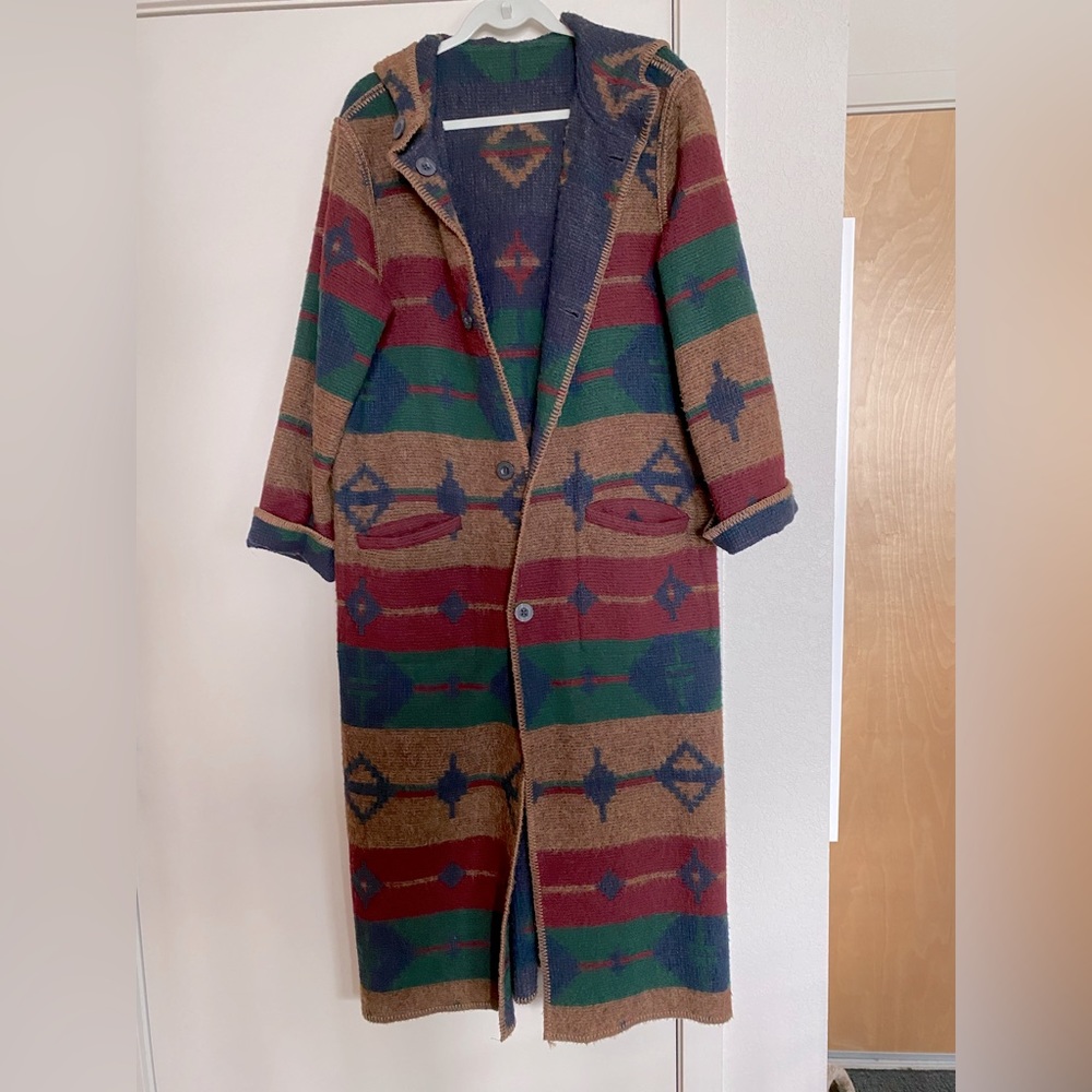 Woolrich Laine fully reversible hooded wool coat GUC, sz Medium